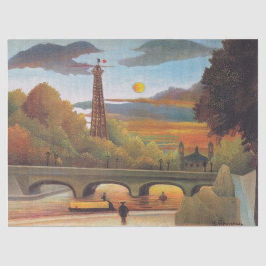 Henri Rousseau - Seine und Eiffelturm im Sonnenunt Seidenpapier (Vorderseite)