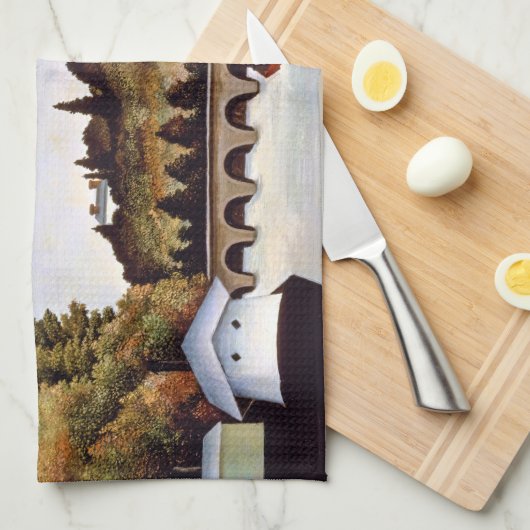 Henri Rousseau - Sevres Brücke & Hügel von Clamart Geschirrtuch (Viertel Falte)