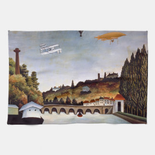 Henri Rousseau - Sevres Brücke & Hügel von Clamart Geschirrtuch
