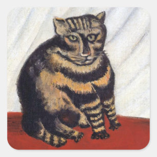 Henri Rousseau - The Tiger Cat ( Le Chat Tigre ) Quadratischer Aufkleber