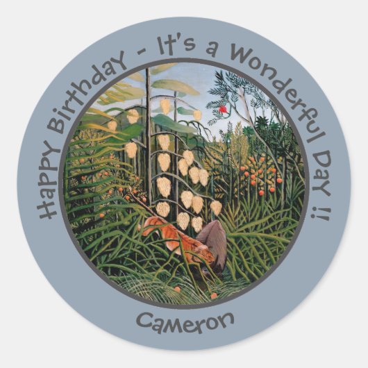 Henri Rousseau Tiger & Bull Party Items Collection Runder Aufkleber (Vorderseite)