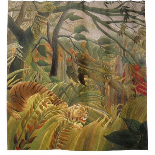 Henri Rousseau Tiger in einem tropischen Sturm Duschvorhang (Vorderseite)