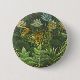 Henri Rousseau Tropischer Dschungel Löwe Vintage D Button