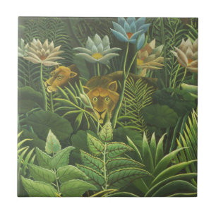 Henri Rousseau Tropischer Dschungel Löwe Vintage D Fliese