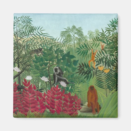 Henri Rousseau - Tropischer Wald mit Affen Magnet (Vorne)