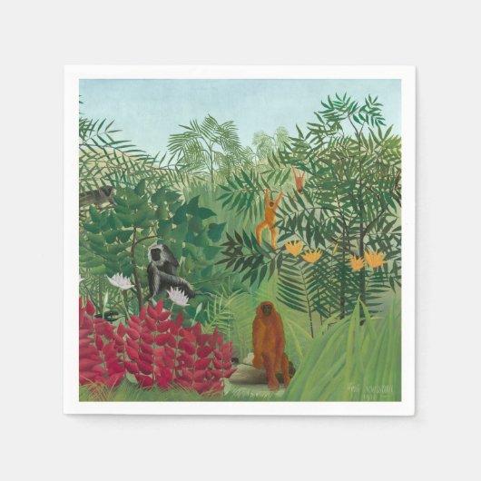 Henri Rousseau - Tropischer Wald mit Affen Serviette (Vorderseite)