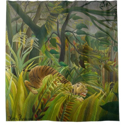 Henri Rousseau - überrascht! Duschvorhang (Vorderseite)