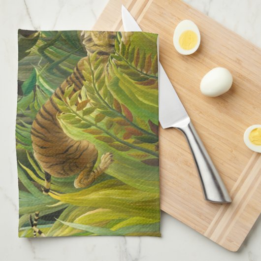 Henri Rousseau - überrascht! Geschirrtuch (Viertel Falte)