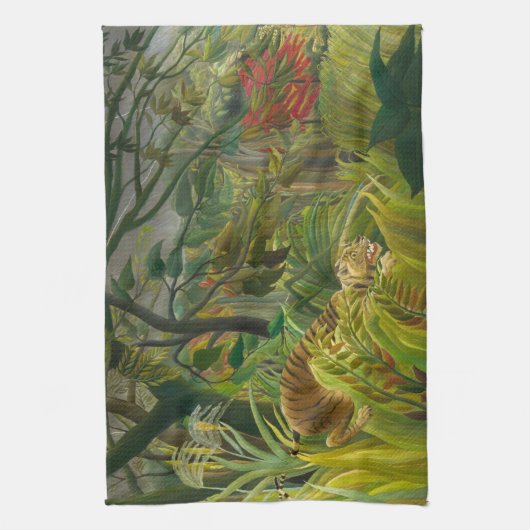 Henri Rousseau - überrascht! Geschirrtuch (Vertikal)