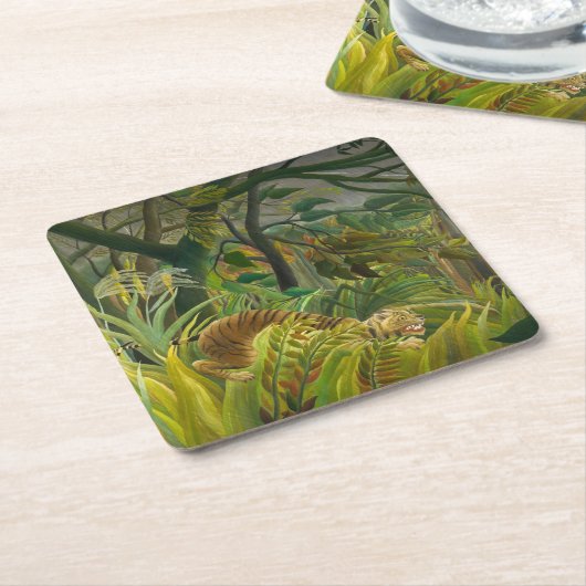 Henri Rousseau - überrascht! Rechteckiger Pappuntersetzer (angewinkelt)