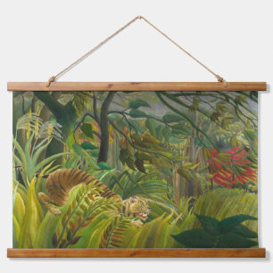 Henri Rousseau - überrascht! Wandteppich Mit Holzrahmen