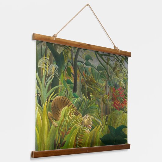 Henri Rousseau - überrascht! Wandteppich Mit Holzrahmen (Gewinkelt)