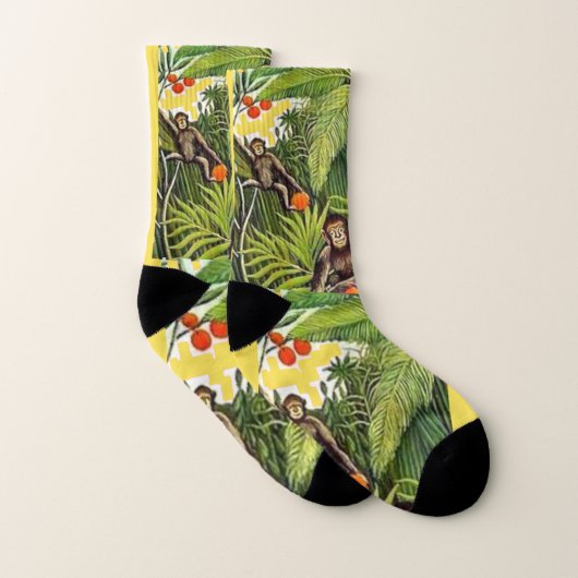 Henri Rousseau, zwei Affen im Dschungel, Kunstsock Socken (Paar)