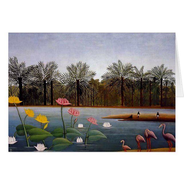 Henri Rousseaus naive Malerei "The Flamingos" (Vorderseite (Horizontal))