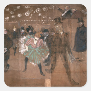 Henride Toulouse-Lautrec , das am Rouge tanzt Quadratischer Aufkleber