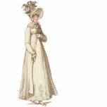 Henrietta Fotoskulptur Ornament<br><div class="desc">Eine wunderschöne Vintage georgianische Modeplatte,  eine Rose und ein Kirschrahmen,  auf einer Manuskriptseite aus einem Buch von Jane Austen,  geschrieben von Jane Austen selbst! © Julie McIver/Wicklerly Lovely</div>