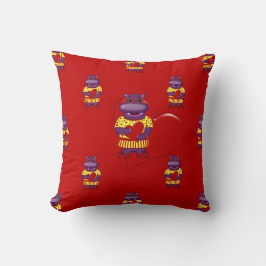 Henrietta Hippo Throw Pillow-Red Kissen (Vorderseite)