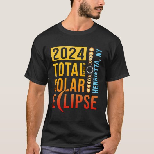Henrietta New York Total Solar Eclipse 2024 T-Shirt (Vorderseite)
