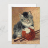 Henriëtte Ronner-Knip Ein Kätzchen mit einer Wollk Postkarte (Vorne/Hinten)