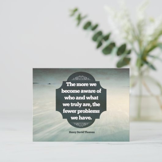 Henry David Thoreau Inspirational Zitat "Aware" Postkarte (Stehend Vorderseite)