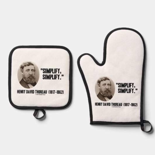 Henry David Thoreau vereinfacht das Zitat Ofenhandschuh & Topflappen-Set (Vorderseite)