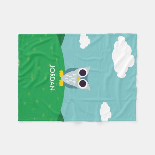 Henry die Eule Fleecedecke (Vorderseite (Horizontal))