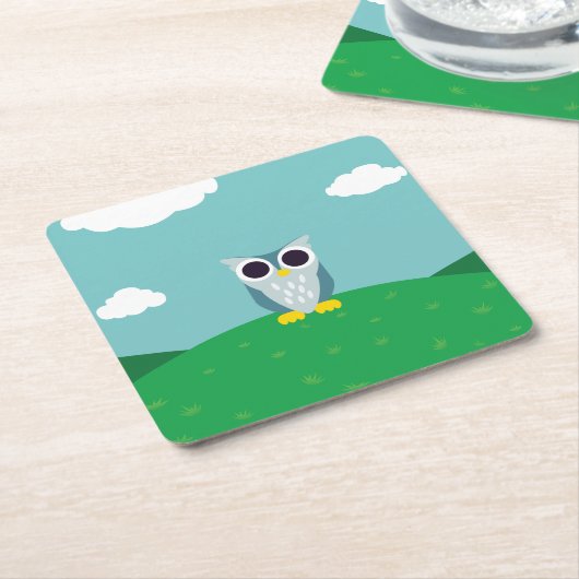 Henry die Eule Rechteckiger Pappuntersetzer (angewinkelt)