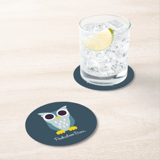 Henry die Eule Runder Pappuntersetzer (Vor Ort)