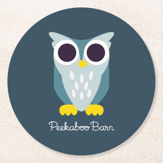 Henry die Eule Runder Pappuntersetzer (Vorderseite)