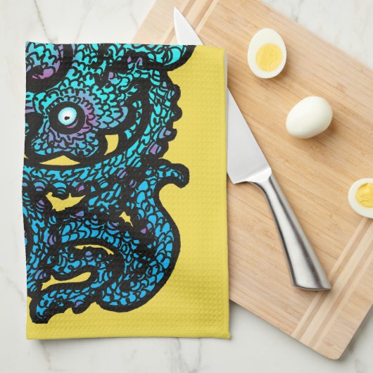 Henry die glückliche Krake Geschirrtuch (Viertel Falte)