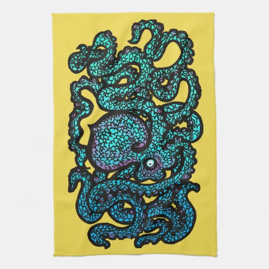 Henry die glückliche Krake Geschirrtuch (Vertikal)