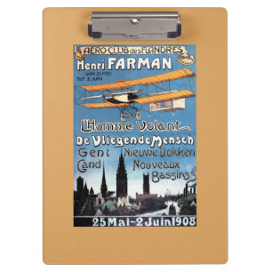 Henry Farman fliegt das Fliegen-Mannpromo-Plakat Klemmbrett