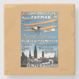 Henry Farman Fliegt das Flying Man Promo Poster Steinuntersetzer