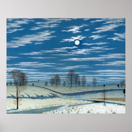 Henry Farrer Winter Szene in Mondlicht Poster (Vorne)