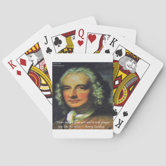 Henry Fielding "If Money's Your God" Quote Spielkarten (Rückseite)