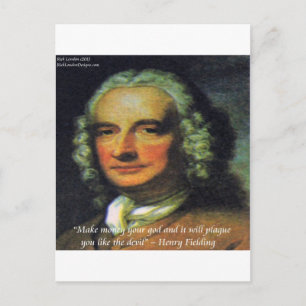 Henry Fielding "Wenn Geld dein Gott ist" Zitat Postkarte