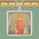 Henry II, Kaiser (BBS 10) Platz Versilberte Kette<br><div class="desc">In diesem Bild, das im Beuron-Stil der Benediktinerkunst gemacht wurde, trägt der Heilige Römische Kaiser St. Henry II (972-1024) die kaiserliche Herrschaft - eine Krone, ein mit einem Hern gesäumter vermillion roter Mantel über einem aquamarinen Gewand und trägt ein Zepter und Orb, das symbolisch für seinen temporalen Power ist. Seine...</div>