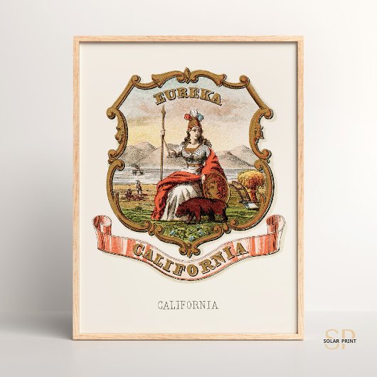 Henry Mitchell California Staat Coat of Arms 1876 Poster