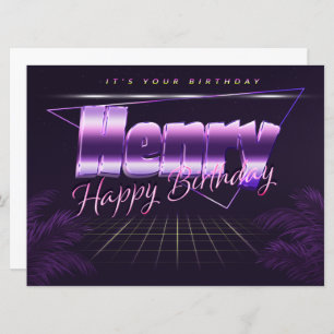 Henry Name Vorname lila retro Karte Geburtstag