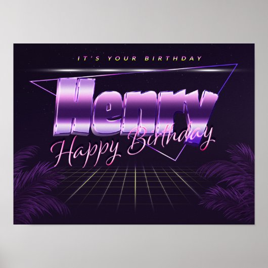 Henry Name Vorname lila retro Poster Geburtstag (Vorne)