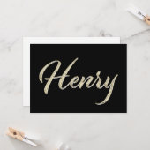 Henry Name white gold Handwriting Karte (Vorderseite/Rückseite Beispiel)