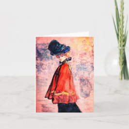 Henry Somm - Elegant in Red Cape Karte