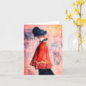 Henry Somm - Elegant in Red Cape Karte (Gelbe Blume)