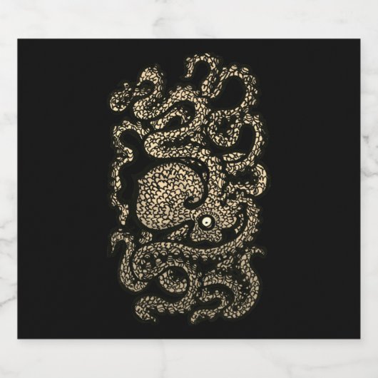 Henry the Happy Octopus (sepia) Schaumweinetikett (Einzelnes Label)