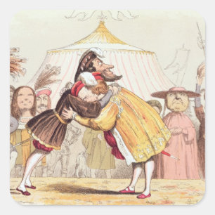 Henry VIII (1491-1547) und Francis I von Quadratischer Aufkleber