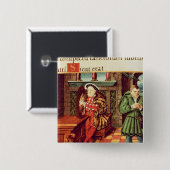 Henry VIII eine Harfe mit seinem Dummkopf spielend Button (Vorne & Hinten)