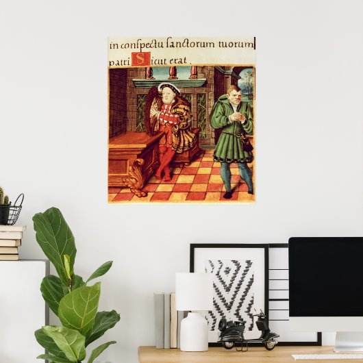 Henry VIII. Harfenspielen mit seinem Narren Wil Poster (Heimbüro)