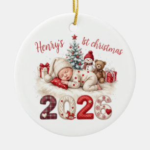 Henrys 1. Weihnachts-Baby-Schlaf-Ornament 2026 Keramik Ornament