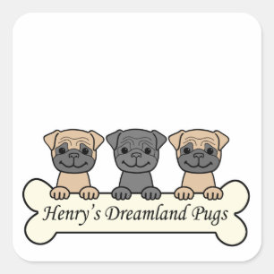 Henry's Dreamland-Mops Quadratischer Aufkleber