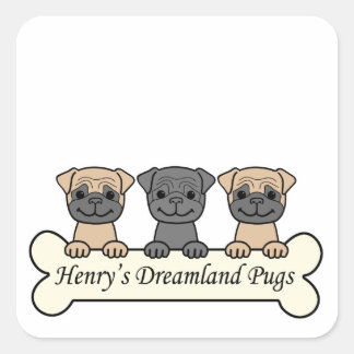 Henry's Dreamland-Mops Quadratischer Aufkleber